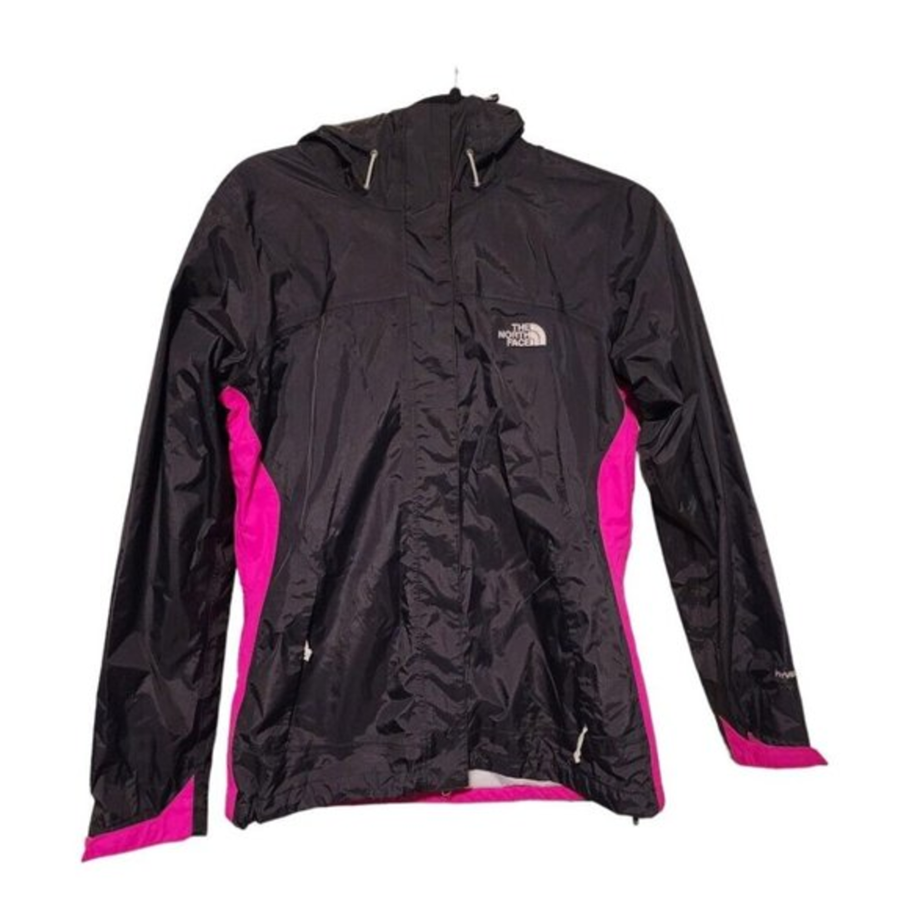 The North Face Women's Hyvent Windbreaker‎ Rain Jacket Hooded Black/Pink SP